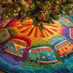 Merry Roadtrip Glow Quilted Tree Skirt