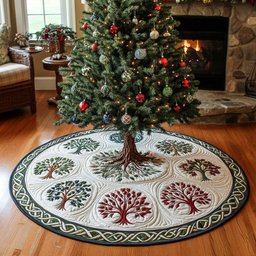 Festive Tree Christmas Quilted Tree Skirt