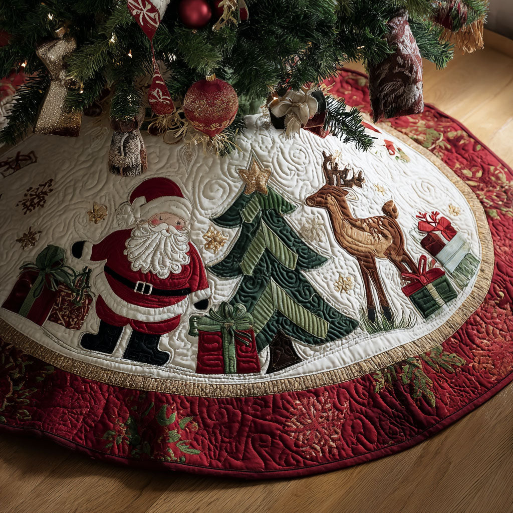 Starlit Noel Christmas Quilted Tree Skirt