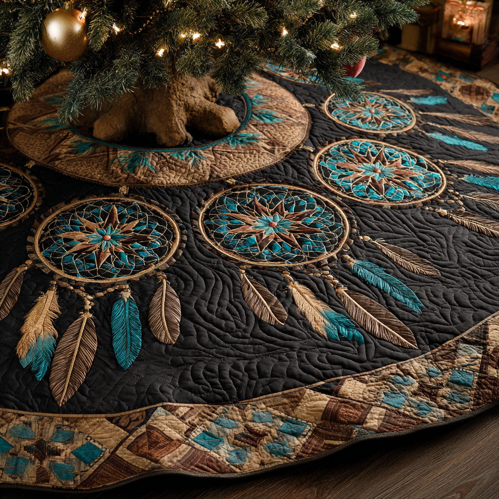 Midnight Dreamcatcher Christmas Quilted Tree Skirt