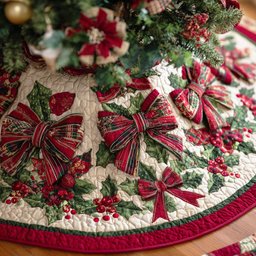 Twinkle Ornament Path Christmas Quilted Tree Skirt