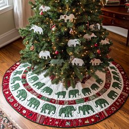 Winter Greens Christmas Quilted Tree Skirt