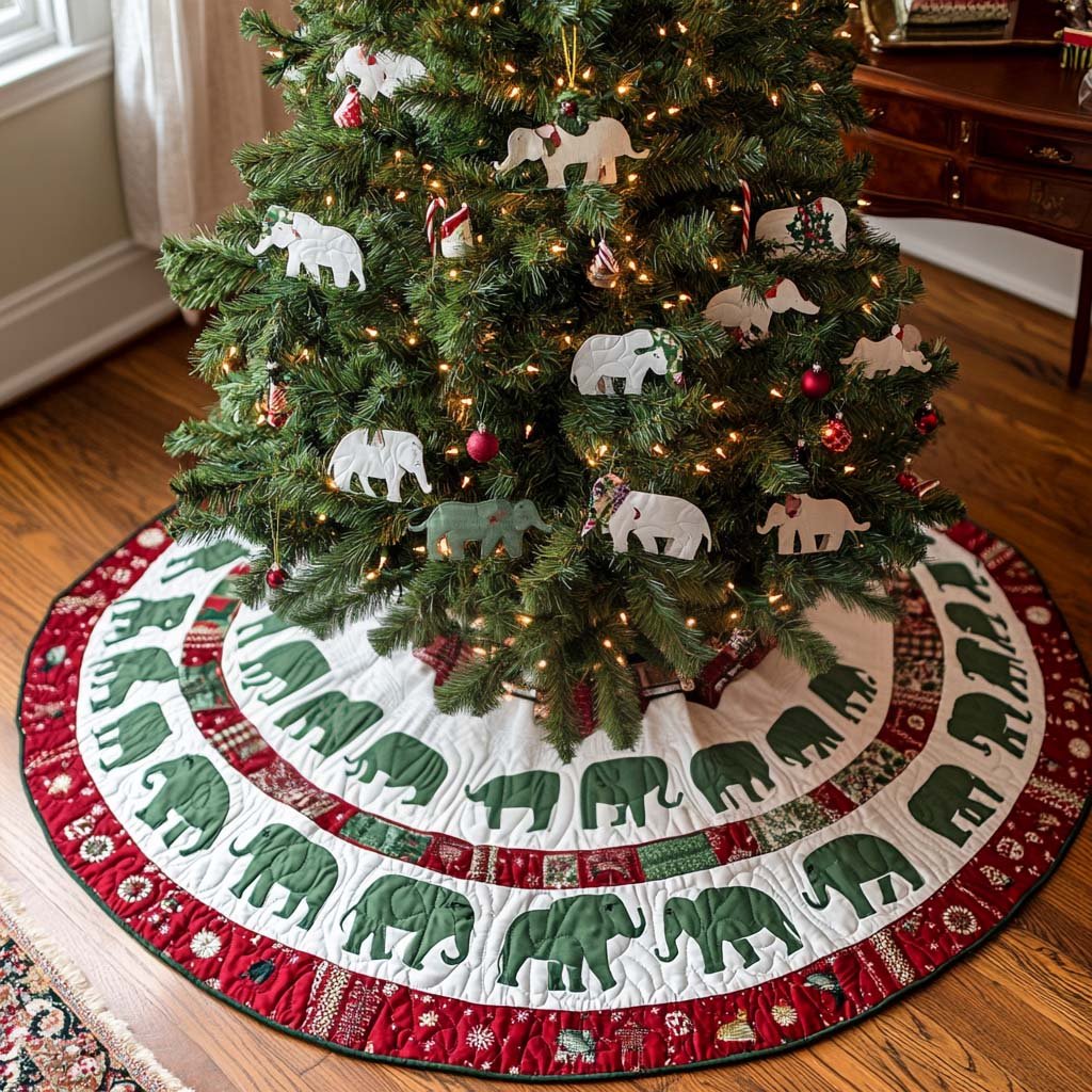 Winter Greens Christmas Quilted Tree Skirt