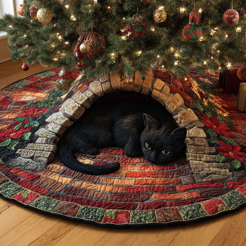 Warm Tunnel Haven Christmas Quilted Tree Skirt