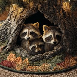 Coon Trio Christmas Quilted Tree Skirt
