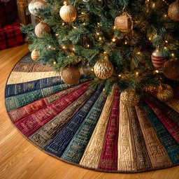 Whispering Pages Christmas Quilted Tree Skirt