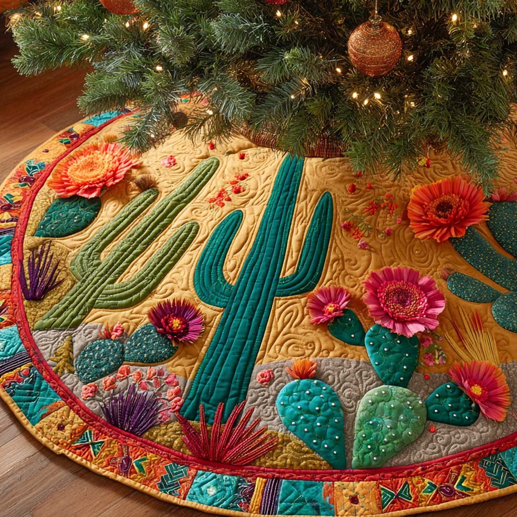 Fiesta Floral Cactus Quilted Tree Skirt