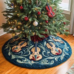 Stringed Symphony Quilted Christmas Tree Skirt