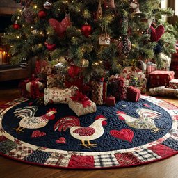 Feather Whimsy Christmas Quilted Tree skirt