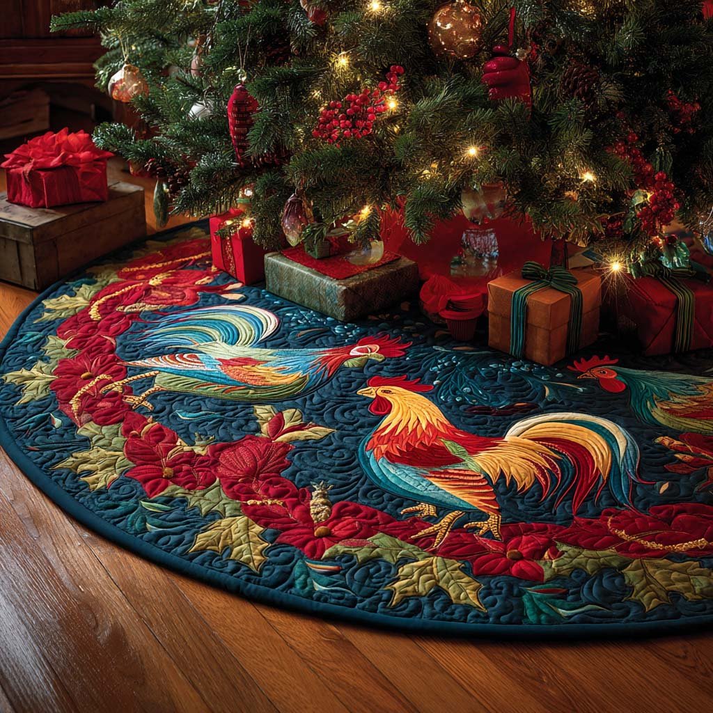 Barnyard Breeze Christmas Quilted Tree skirt