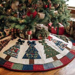 Snowy Night Christmas Quilted Tree Skirt