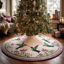 Vintage Wings Christmas Quilted Tree Skirt