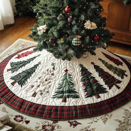 Christmas Pines Quilted Christmas Tree Skirt