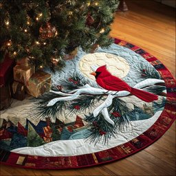 Cardinal Haven Christmas Quilted Tree Skirt
