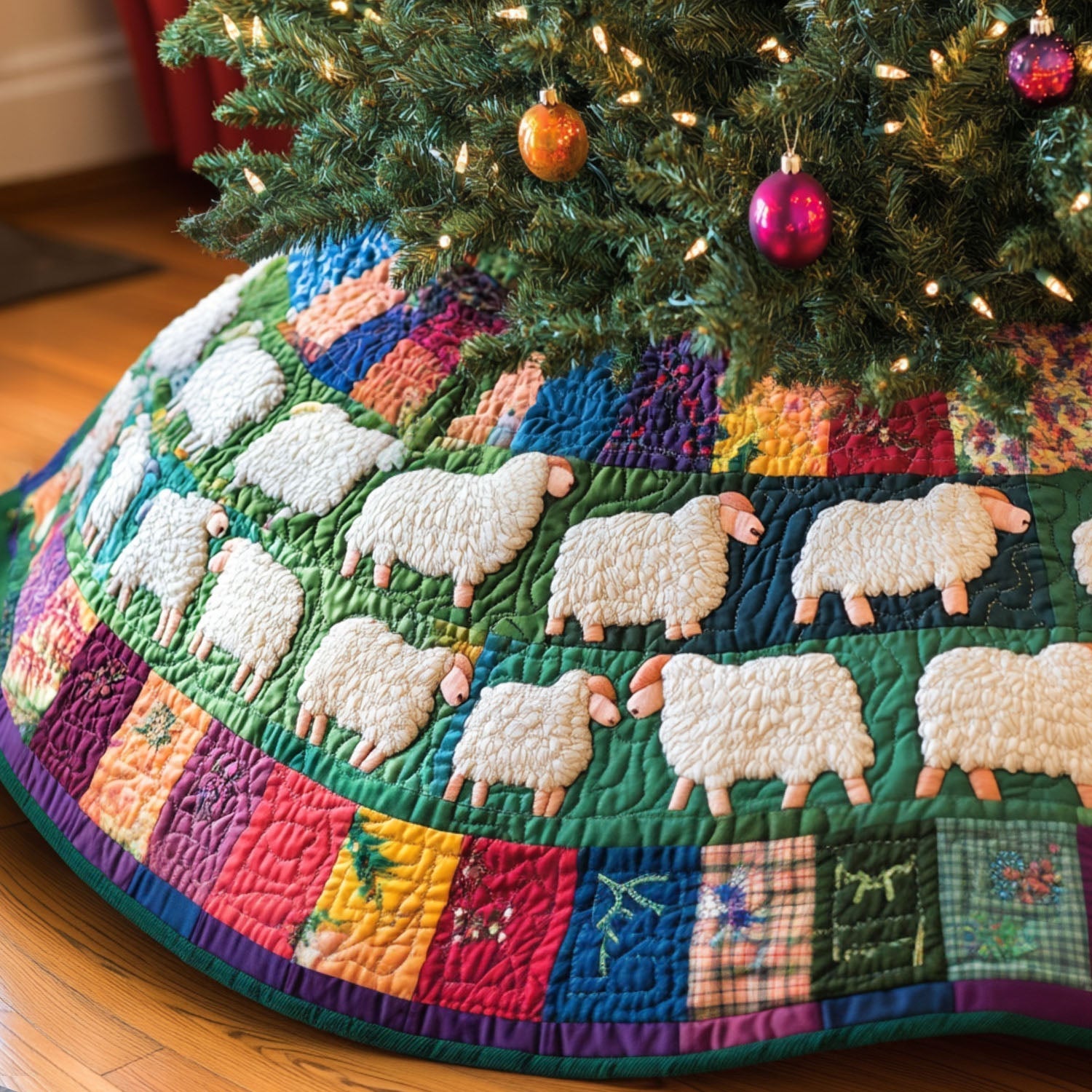 Lambs Leisure Quilted Christmas Tree Skirt