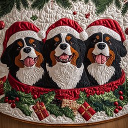 Bernese Guardian Quilted Christmas Tree Skirt