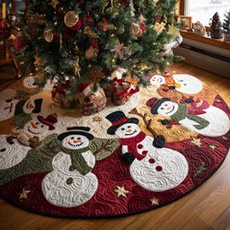 Happy Frost Christmas Quilted Tree Skirt