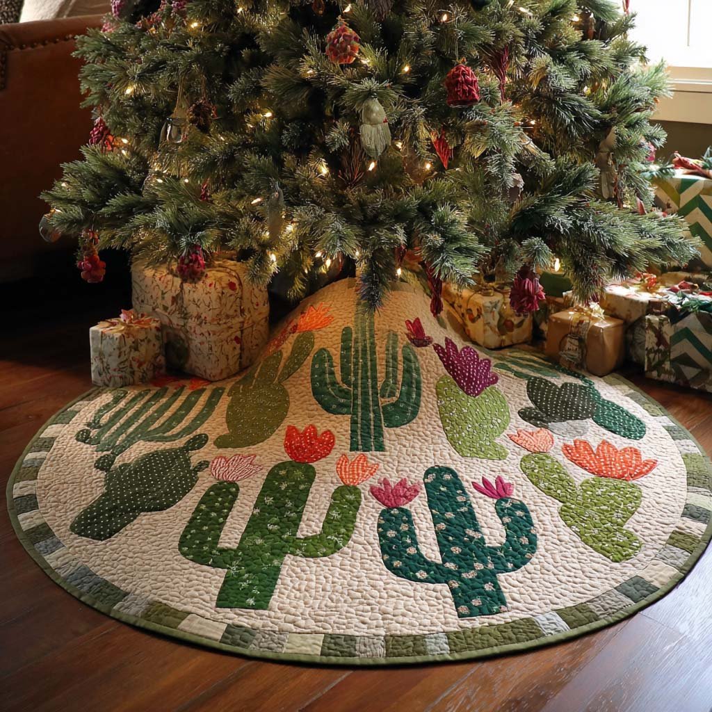 Yucca Valley Christmas Quilted Tree Skirt