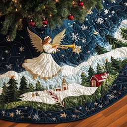 Starry Proclamation Christmas Quilted Tree Skirt