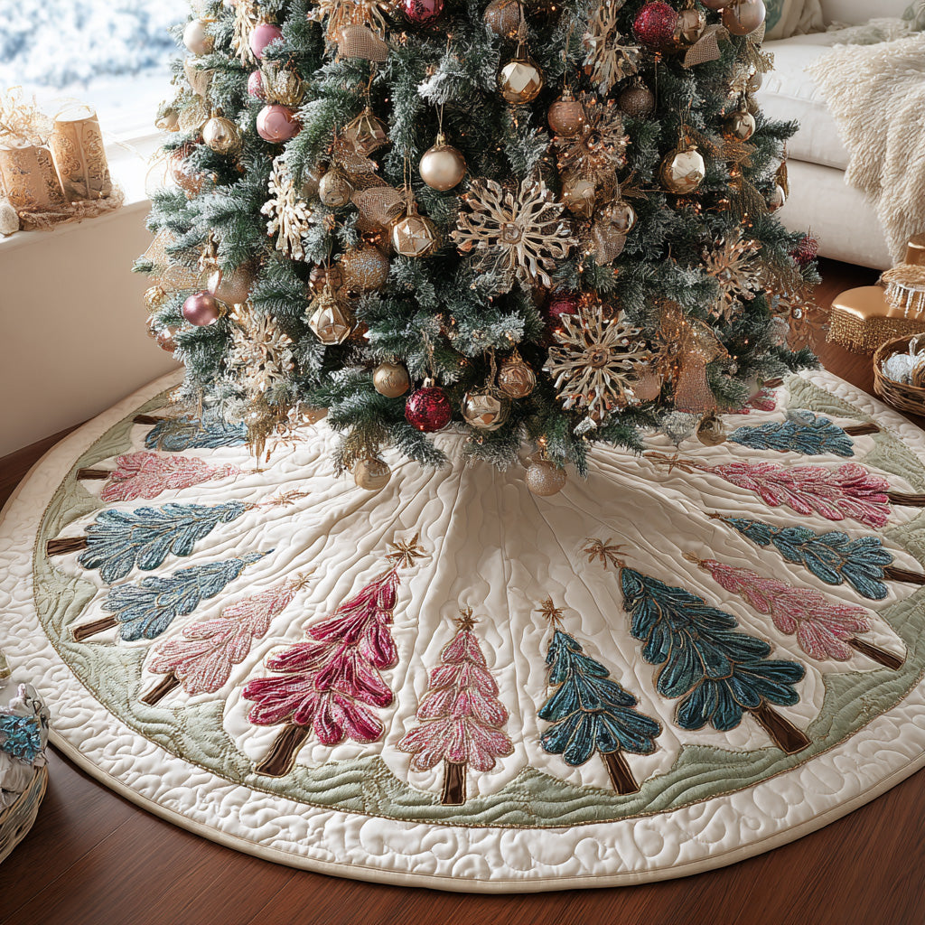 Frost Fir Quilted Christmas Tree Skirt