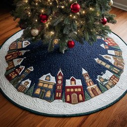 Silent Light Christmas Quilted Tree Skirt