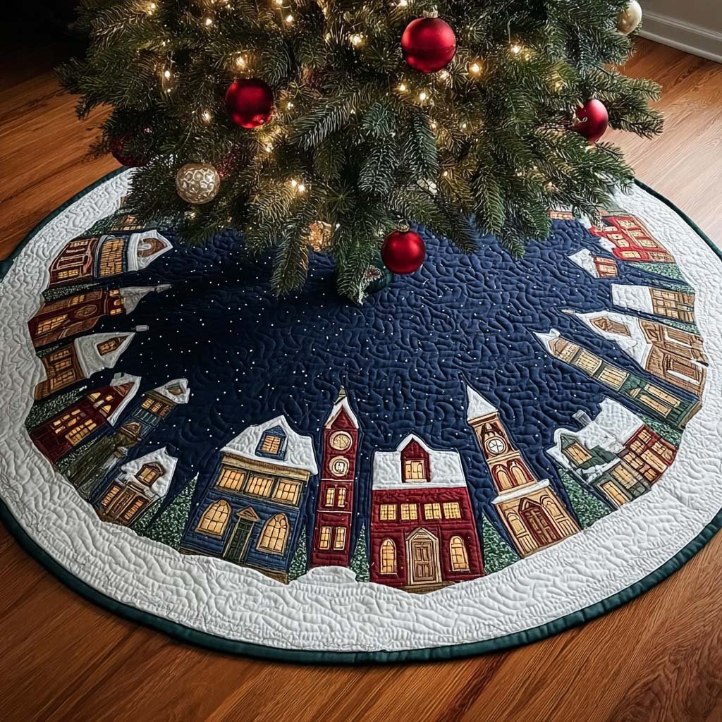 Silent Light Christmas Quilted Tree Skirt