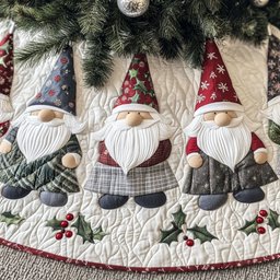 Mistletoe Mates Quilted Christmas Tree Skirt
