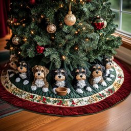 Festive Paws Quilted Christmas Tree Skirt