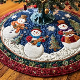 Gentle Frost Day Christmas Quilted Tree Skirt