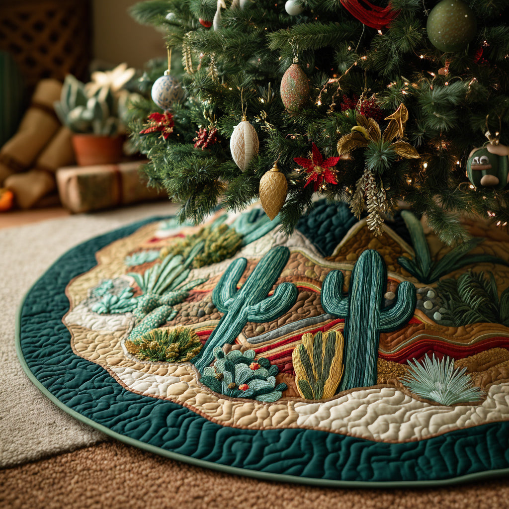Saguaro Cactus Valley Quilted Christmas Tree Skirt