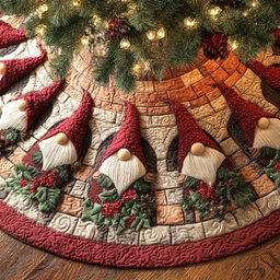 North Pole Gathering Christmas Quilted Tree Skirt