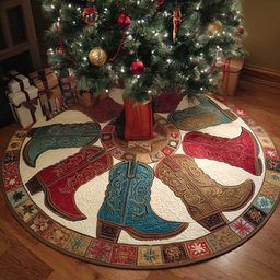 Open Range Christmas Quilted Tree Skirt