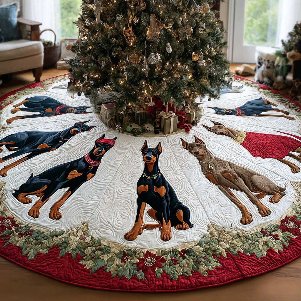 Frosty Sentinel Christmas Quilted Tree Skirt