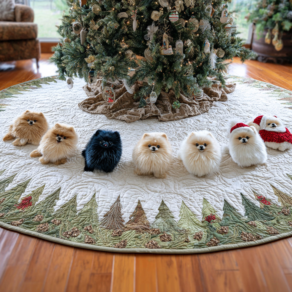 Pom Wonderland Christmas Quilted Tree Skirt
