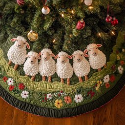 Fluffy Cloud Christmas Quilted Tree Skirt
