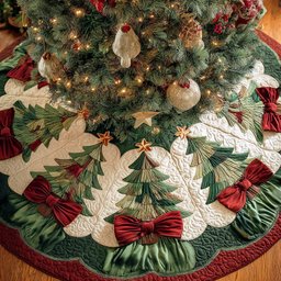 Winter Whirl Bliss Christmas Quilted Tree Skirt