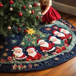 Santa Workshop Quilted Christmas Tree Skirt
