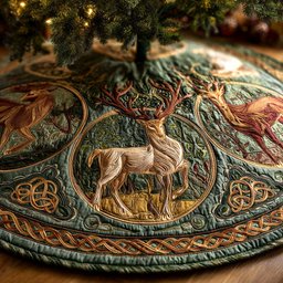Evergreen Realm Christmas Quilted Tree Skirt