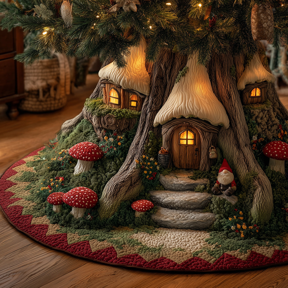 Elfpath Treehouse Christmas Quilted Tree Skirt