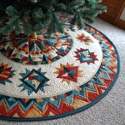 Desert Starburst Christmas Quilted Tree Skirt