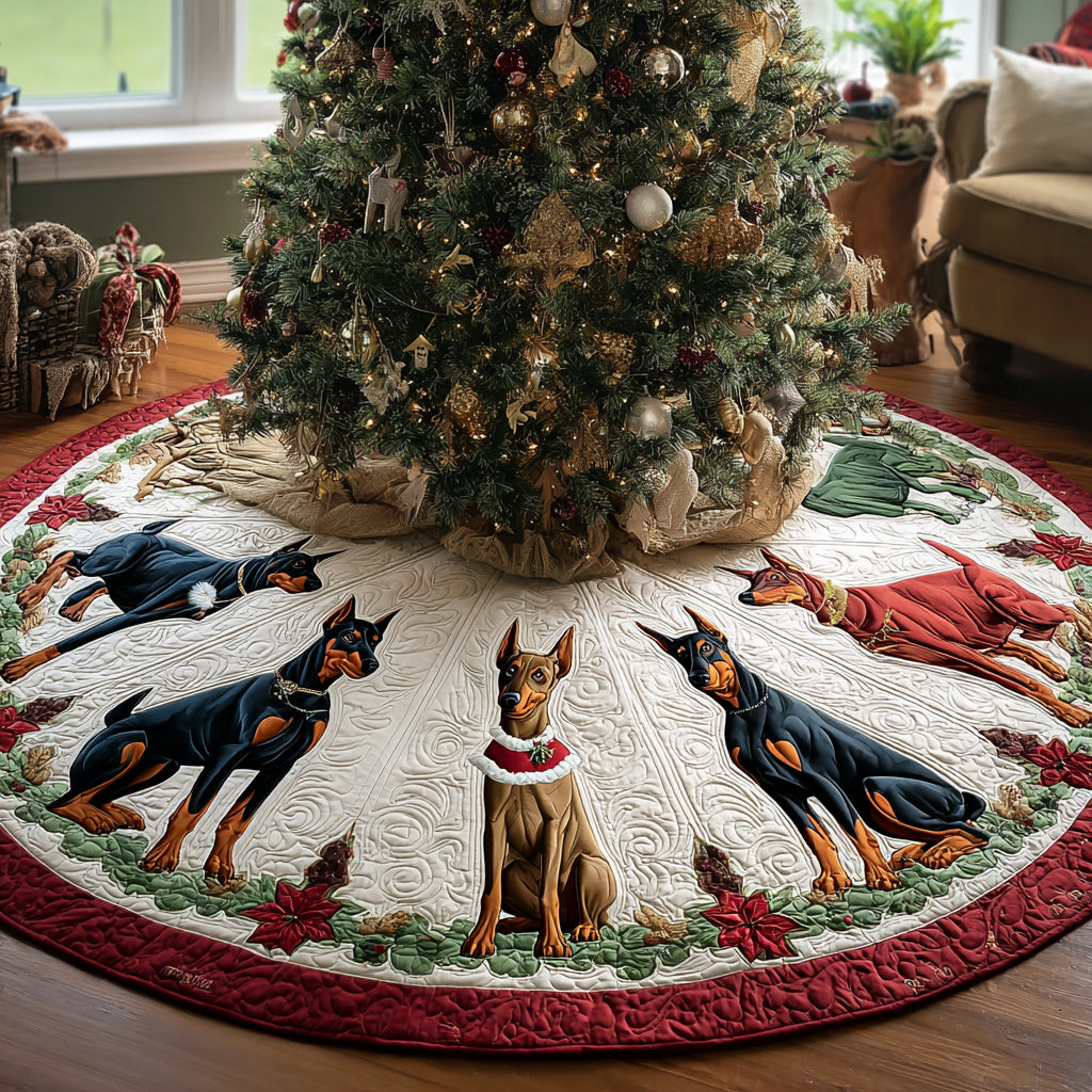 Winter Guardian Christmas Quilted Tree Skirt