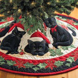Dark Bloom Christmas Quilted Tree Skirt