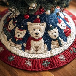 Charming West Highland Terrier Christmas Quilted Tree Skirt