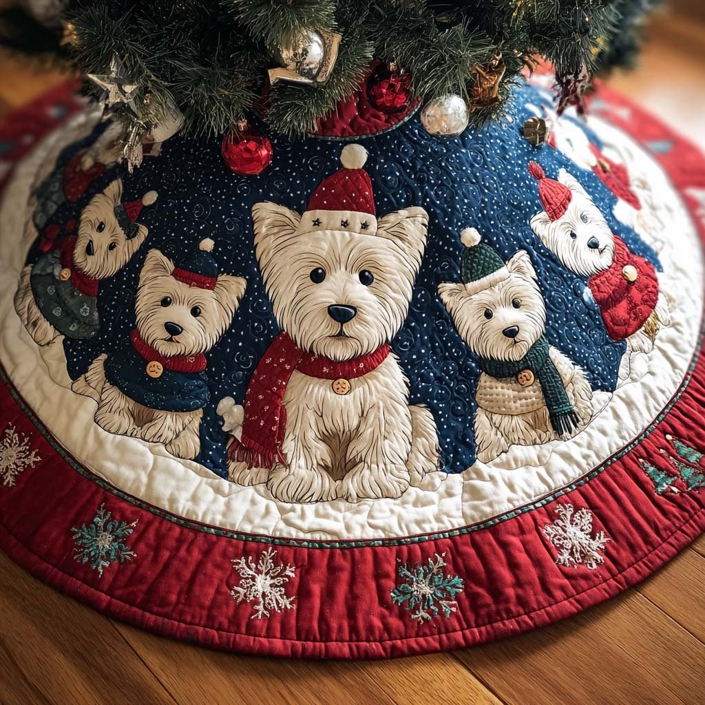 Charming West Highland Terrier Christmas Quilted Tree Skirt