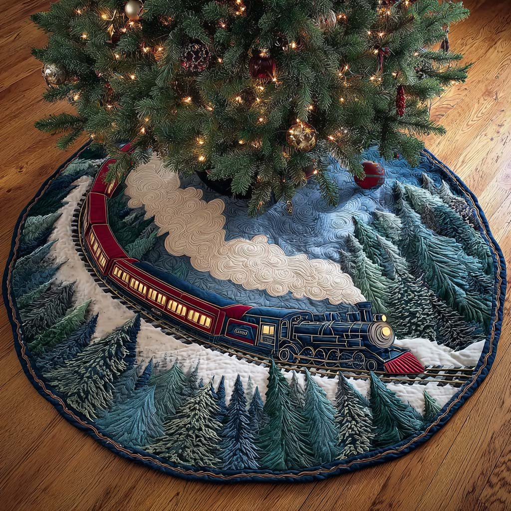 Northbound Path Christmas Quilted Tree Skirt