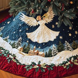 Angelic Tune Christmas Quilted Tree Skirt