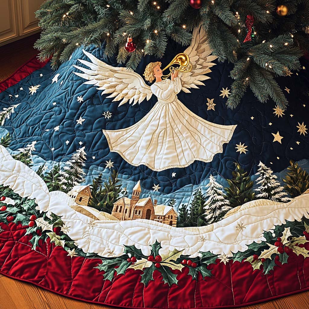 Angelic Tune Christmas Quilted Tree Skirt