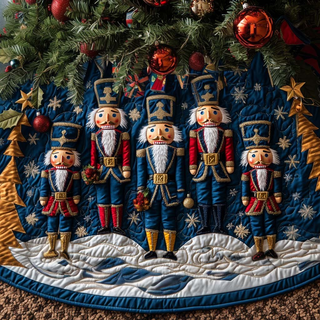 Nutcracker Wonderland Quilted Christmas Tree Skirt