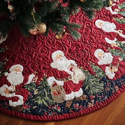 Santa Gift Christmas Quilted Tree Skirt
