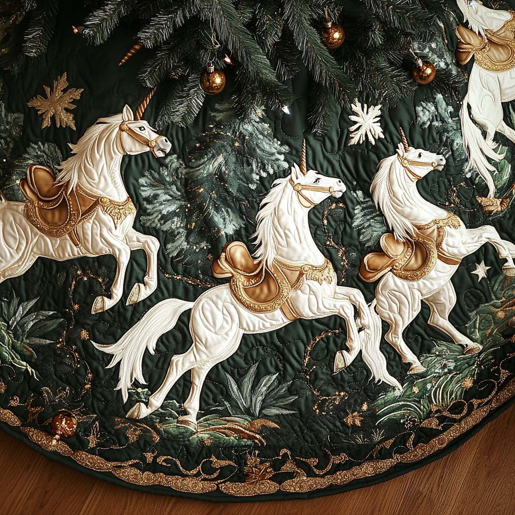 Celestial Sleigh Christmas Quilted Tree Skirt